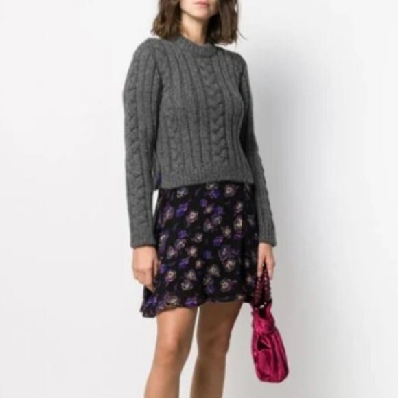 GANNI Cable Knit Alpaca-blend Sweater In Grey, S - Picture 6 of 8